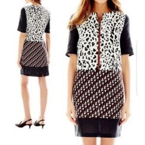 Duro Olowu Linen Dress Womens Medium Black‎ White Brown Animal Print